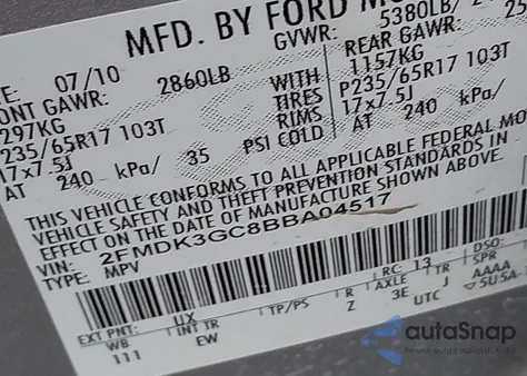 2011 Ford Edge Se from USA, damaged, VIN 2FMDK3GC8BBA04517